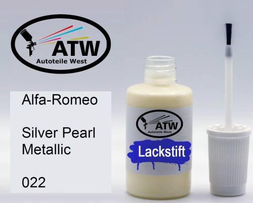 Alfa-Romeo, Silver Pearl Metallic, 022: 20ml Lackstift, von ATW Autoteile West.